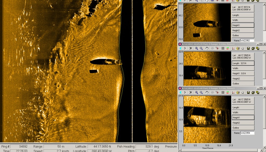 Side Scan Sonar Image of Wazee Lake Boat Wreck - Bruce's Legacy
